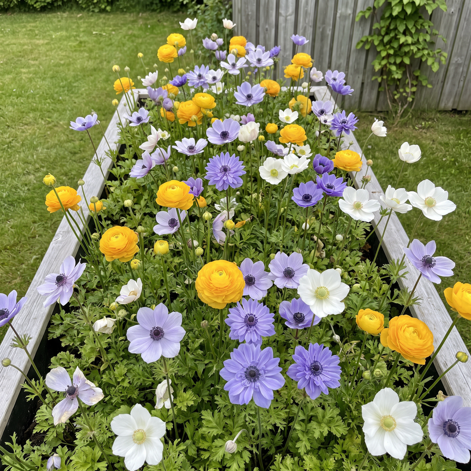 Færdigbed 'Buttercup & Blue' (1 m²)